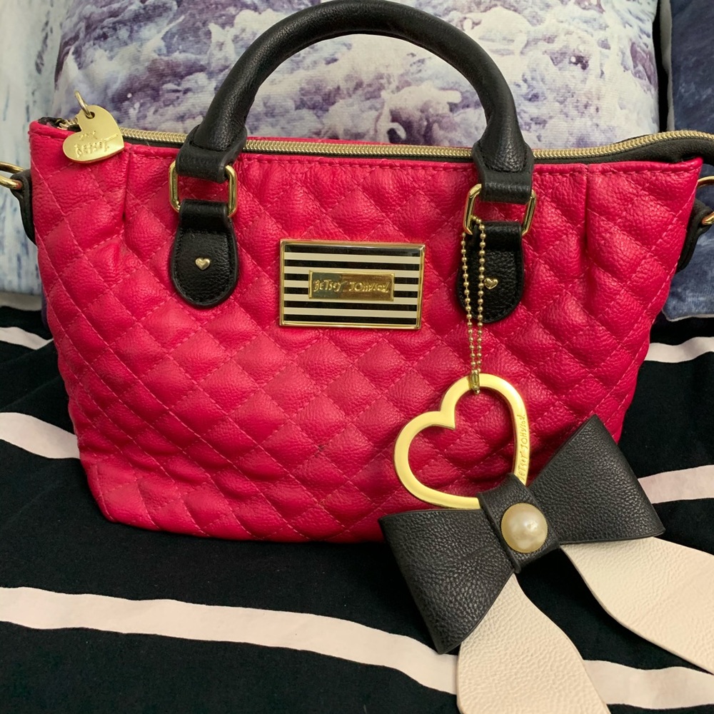 Betsey Johnson Hot Pink Handbag W/ Shoulder Strap